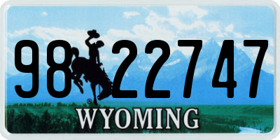 WY license plate 9822747