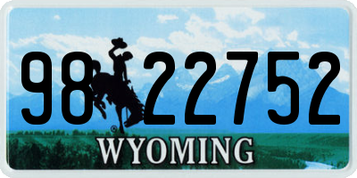 WY license plate 9822752