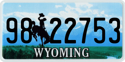 WY license plate 9822753