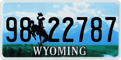WY license plate 9822787