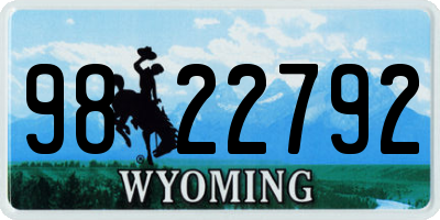 WY license plate 9822792