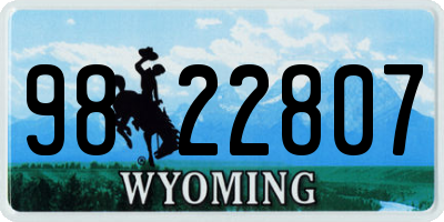 WY license plate 9822807