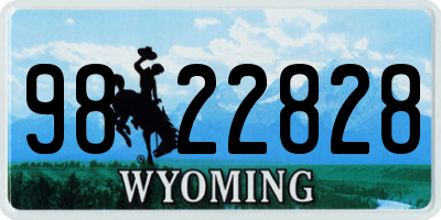 WY license plate 9822828
