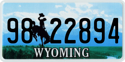 WY license plate 9822894