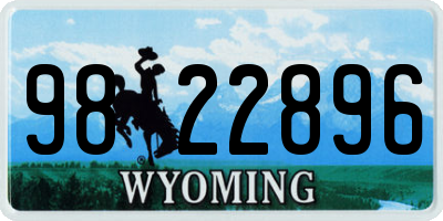 WY license plate 9822896