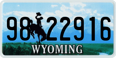 WY license plate 9822916