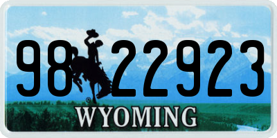 WY license plate 9822923