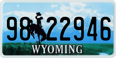 WY license plate 9822946