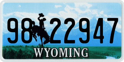 WY license plate 9822947