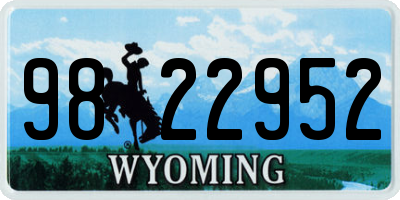 WY license plate 9822952