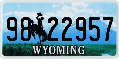 WY license plate 9822957