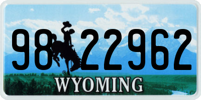 WY license plate 9822962