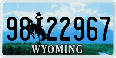 WY license plate 9822967