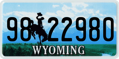 WY license plate 9822980
