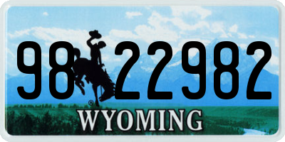 WY license plate 9822982