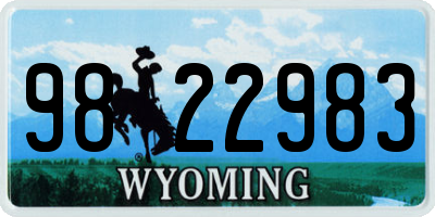 WY license plate 9822983