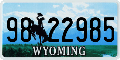 WY license plate 9822985