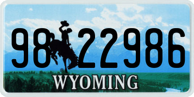 WY license plate 9822986