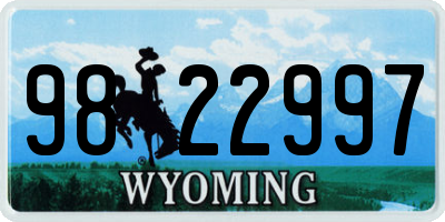 WY license plate 9822997