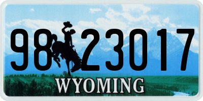 WY license plate 9823017