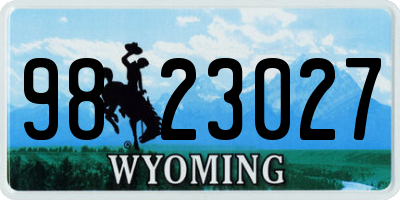 WY license plate 9823027