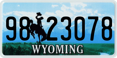 WY license plate 9823078