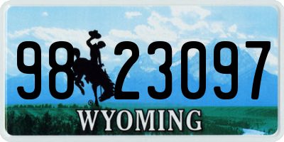 WY license plate 9823097
