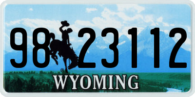WY license plate 9823112