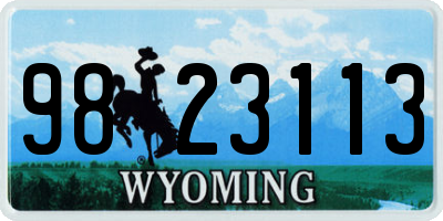 WY license plate 9823113