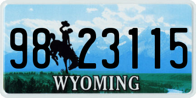 WY license plate 9823115