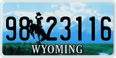 WY license plate 9823116