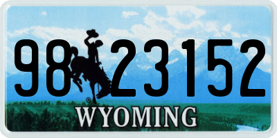WY license plate 9823152