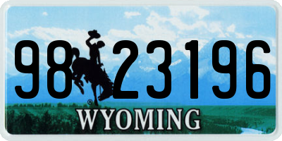 WY license plate 9823196