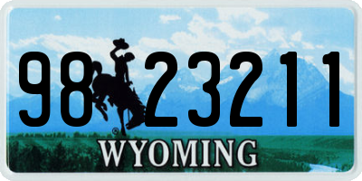 WY license plate 9823211