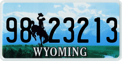 WY license plate 9823213