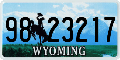 WY license plate 9823217