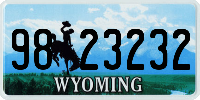 WY license plate 9823232