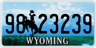 WY license plate 9823239