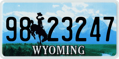 WY license plate 9823247