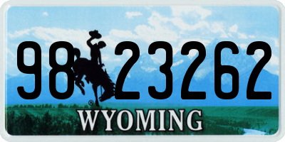WY license plate 9823262