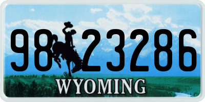 WY license plate 9823286