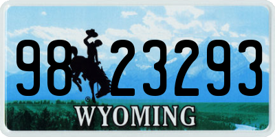 WY license plate 9823293