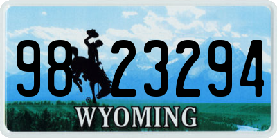 WY license plate 9823294