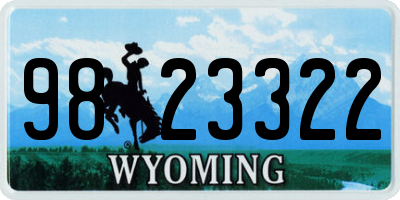 WY license plate 9823322