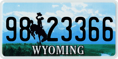WY license plate 9823366