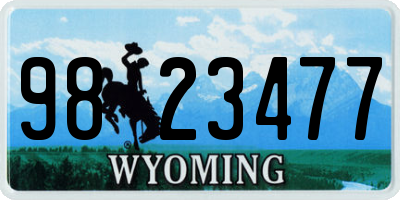 WY license plate 9823477