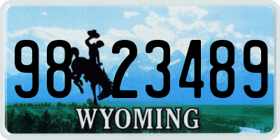 WY license plate 9823489