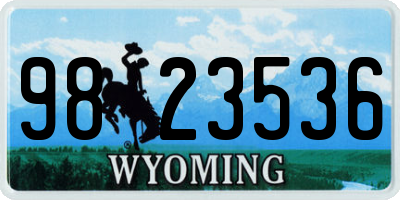 WY license plate 9823536