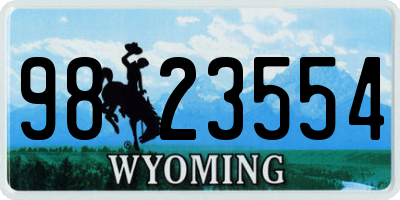 WY license plate 9823554