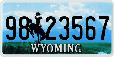 WY license plate 9823567